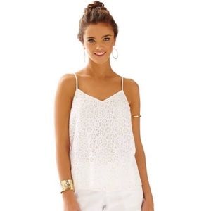 LILLY PULITZER Resort White Circle Lace Dusk Top
